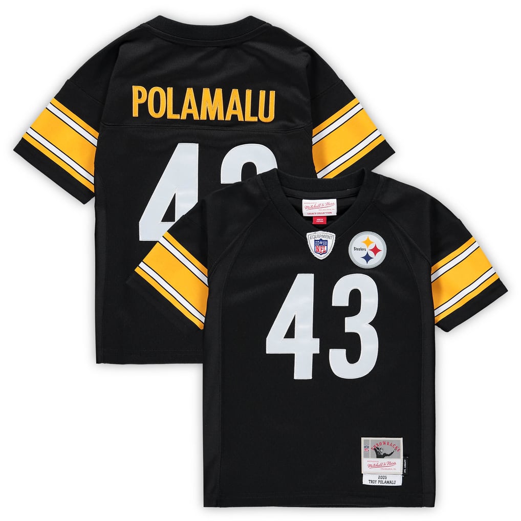 Toddler Mitchell & Ness Troy Polamalu Black Pittsburgh Steelers 2005 Retired Legacy Jersey - Image 2