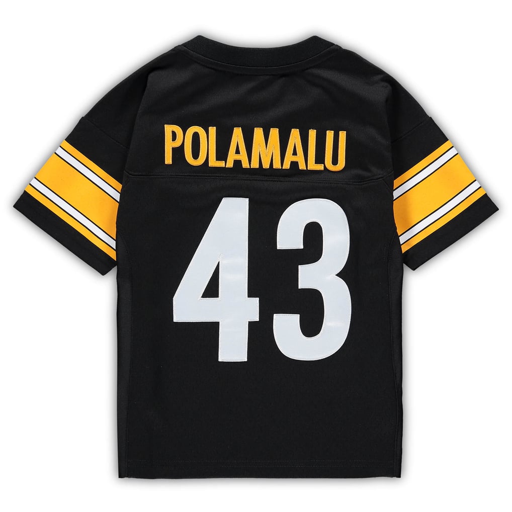 Toddler Mitchell & Ness Troy Polamalu Black Pittsburgh Steelers 2005 Retired Legacy Jersey - Image 4