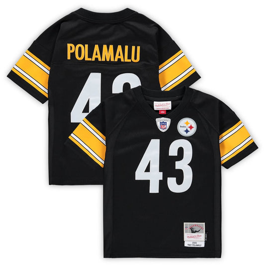 Toddler Mitchell & Ness Troy Polamalu Black Pittsburgh Steelers 2005 Retired Legacy Jersey - Image 1