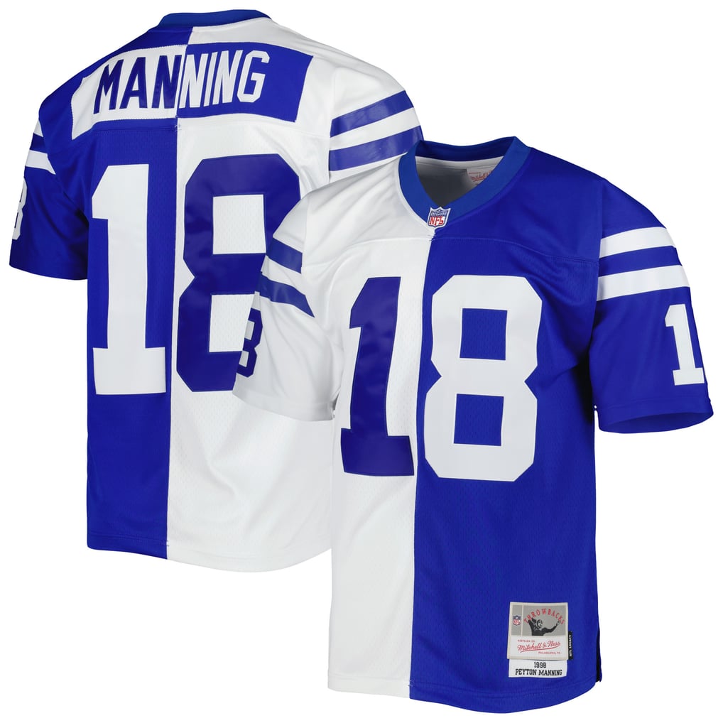 Men's Indianapolis Colts Peyton Manning Mitchell & Ness Royal/White 1998 Split Legacy Replica Jersey - Image 2