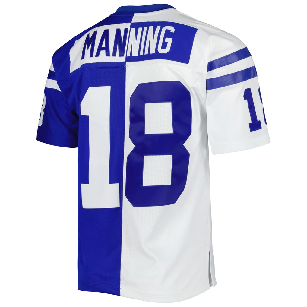 Men's Indianapolis Colts Peyton Manning Mitchell & Ness Royal/White 1998 Split Legacy Replica Jersey - Image 4