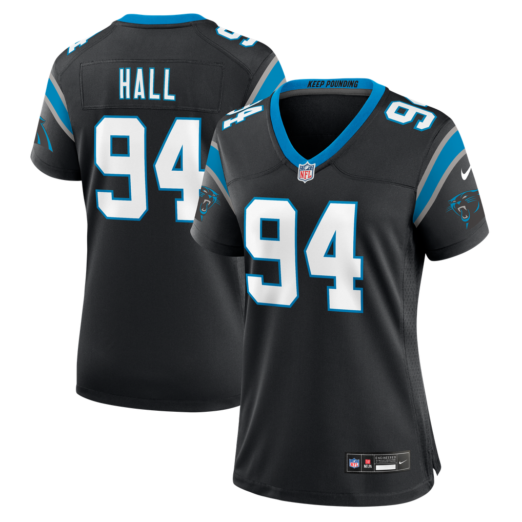 Women's Carolina Panthers Aaron Hall Nike Black Team Game Jersey - Image 2