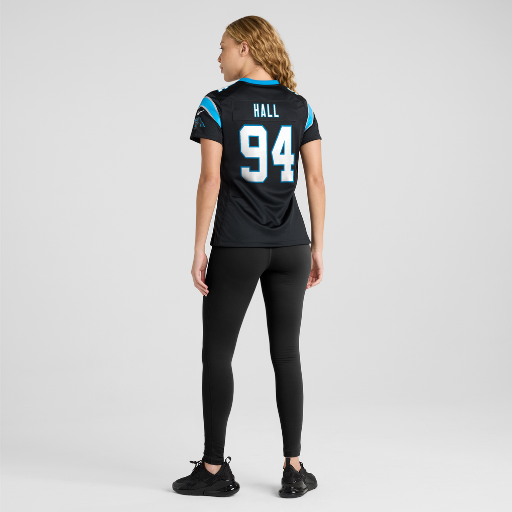 Women's Carolina Panthers Aaron Hall Nike Black Team Game Jersey - Image 4