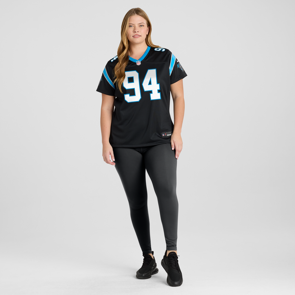 Women's Carolina Panthers Aaron Hall Nike Black Team Game Jersey - Image 5