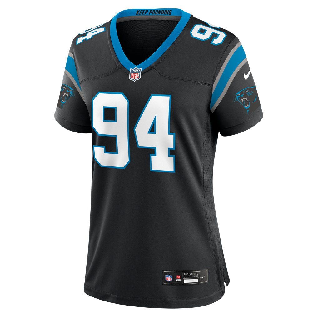 Women's Carolina Panthers Aaron Hall Nike Black Team Game Jersey - Image 7