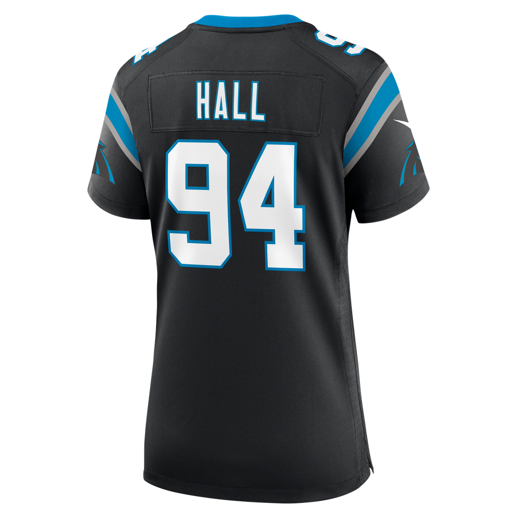 Women's Carolina Panthers Aaron Hall Nike Black Team Game Jersey - Image 8