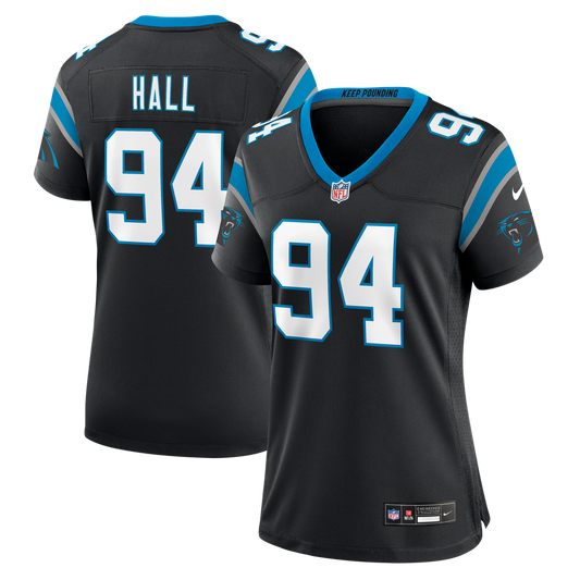 Women's Carolina Panthers Aaron Hall Nike Black Team Game Jersey - Image 1