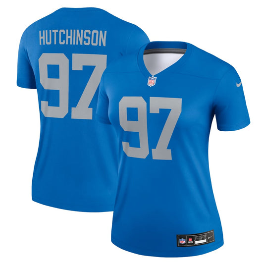Women's Detroit Lions Aidan Hutchinson Nike  Blue Alternate Legend Player Performance Top - Image 1