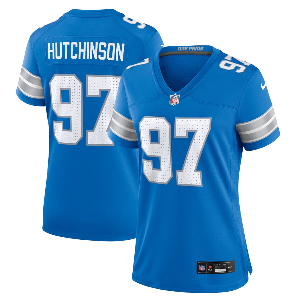 Women's Detroit Lions Aidan Hutchinson Nike Blue Game Jersey - Image 2