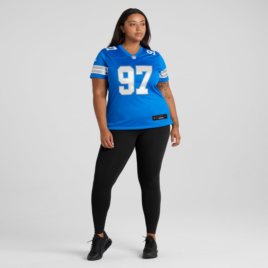 Women's Detroit Lions Aidan Hutchinson Nike Blue Game Jersey - Image 7