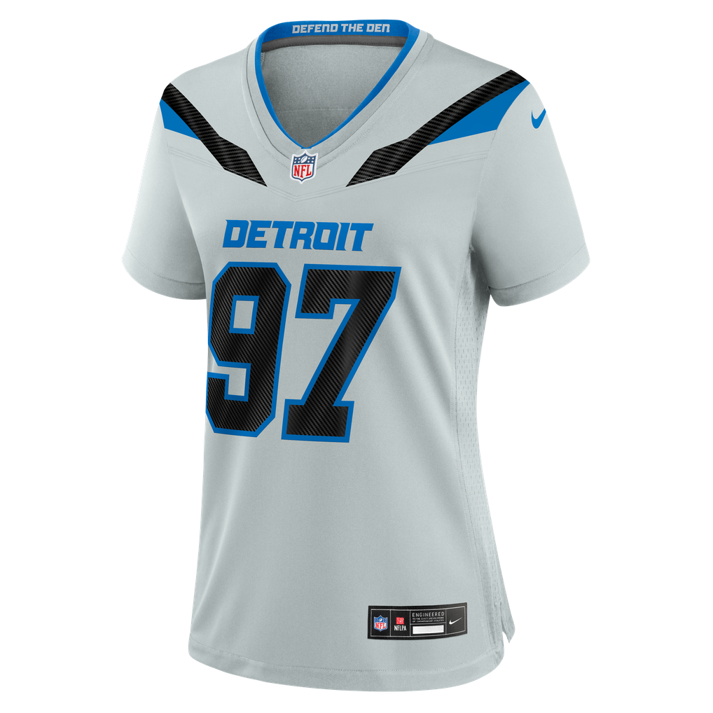 Women's Detroit Lions Aidan Hutchinson Nike Silver 2026 Rivalries Collection Game Jersey - Image 3