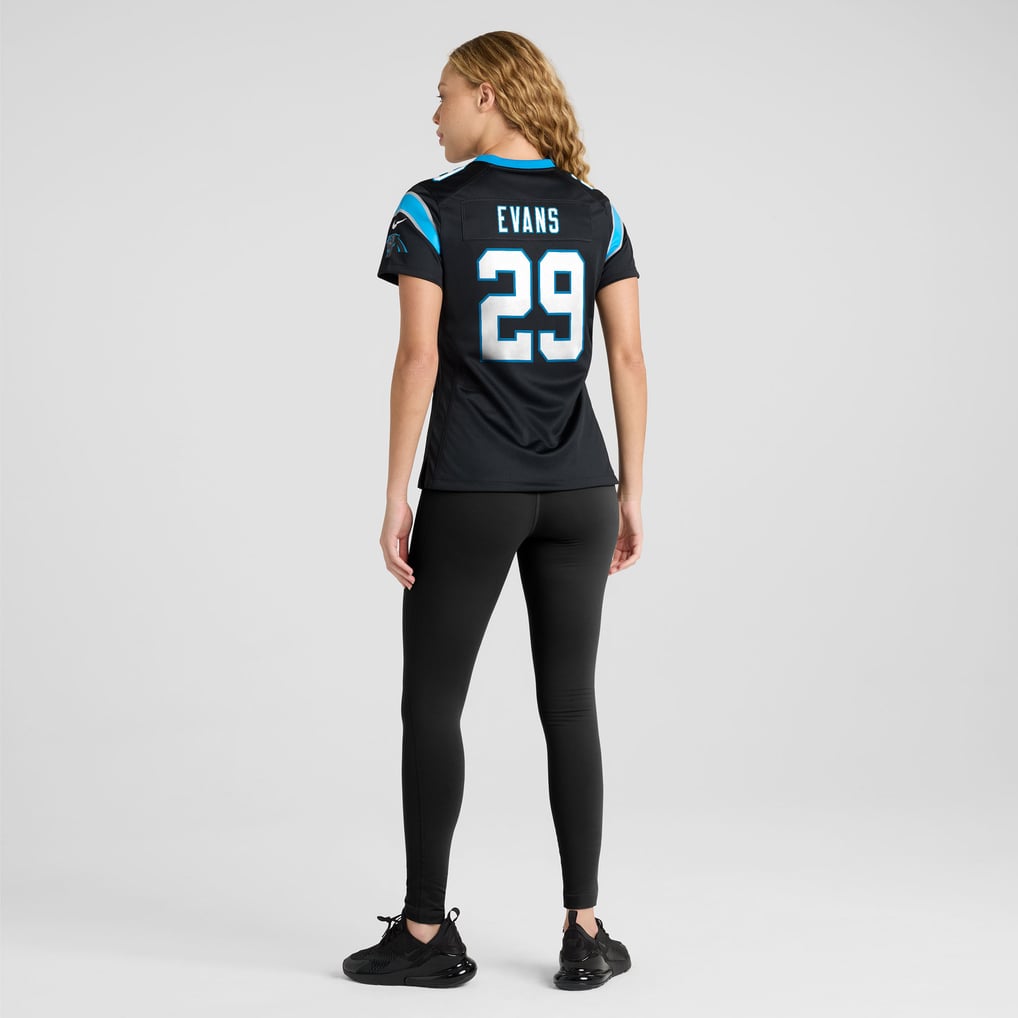 Women's Carolina Panthers Akayleb Evans Nike Black Team Game Jersey - Image 6