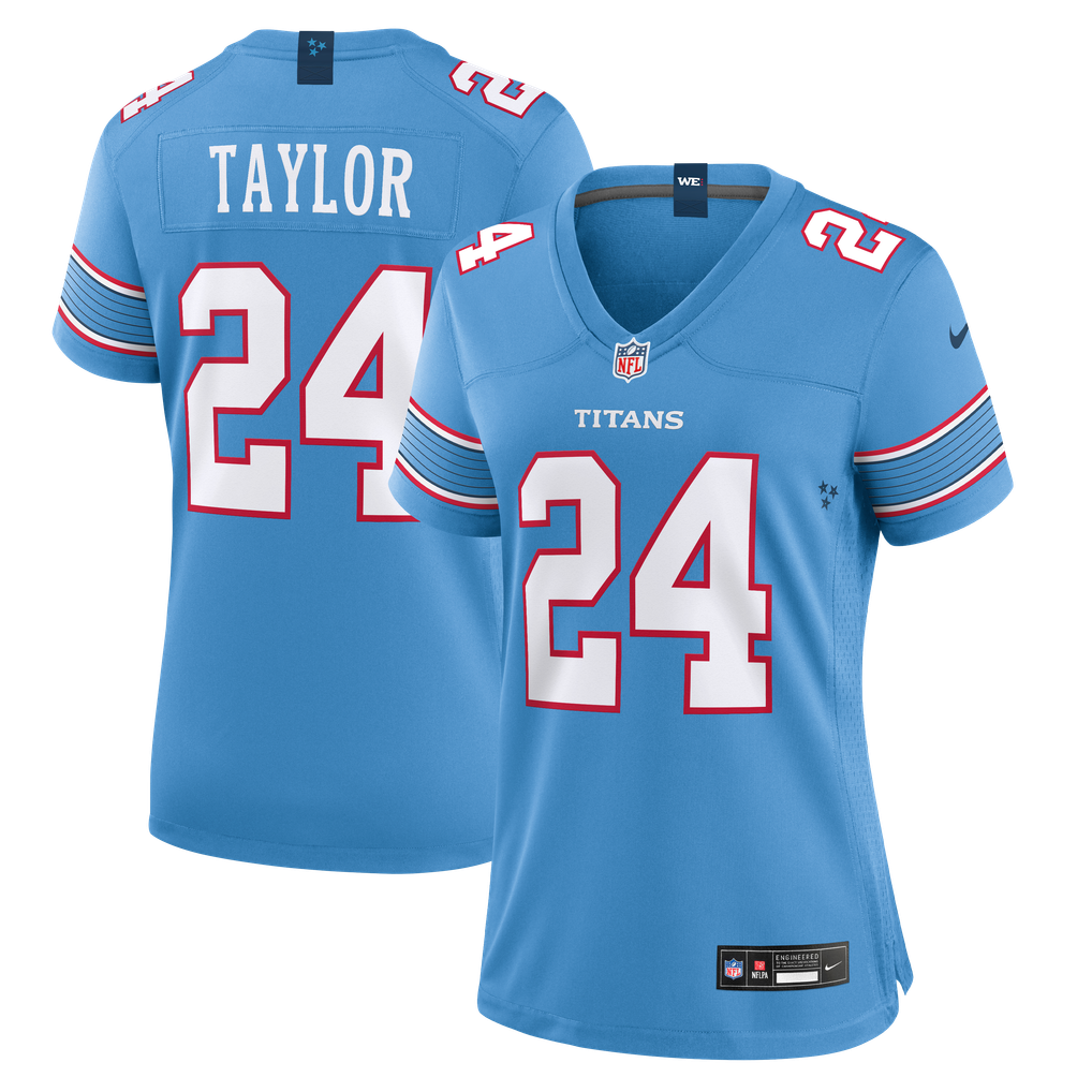 Women's Tennessee Titans Alontae Taylor Nike Light Blue Team Game Jersey - Image 2