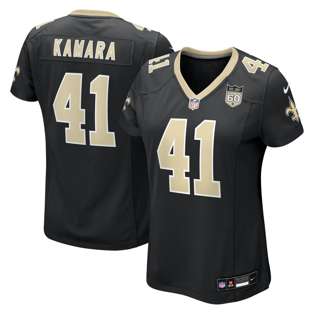 Women's New Orleans Saints Alvin Kamara Nike Black Team 60th Season Game Jersey - Image 1