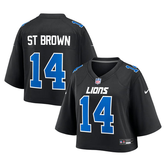 Women's Detroit Lions Amon-Ra St. Brown Nike Black Cropped Fashion Game Jersey - Image 1