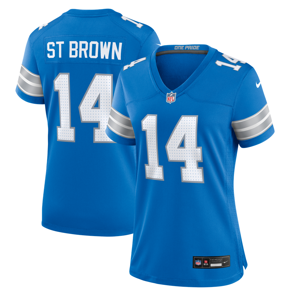Women's Detroit Lions Amon-Ra St. Brown Nike Blue Team Game Jersey - Image 2