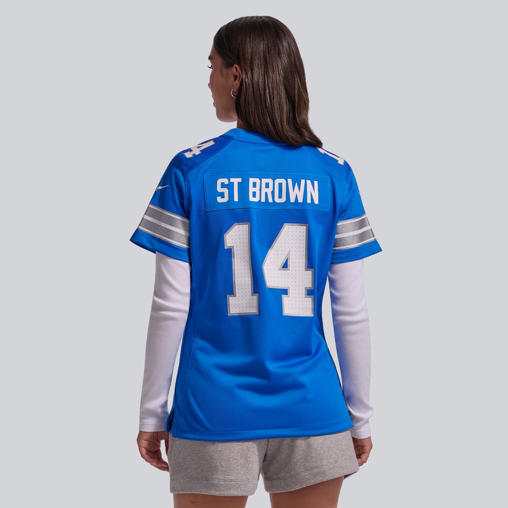 Women's Detroit Lions Amon-Ra St. Brown Nike Blue Team Game Jersey - Image 4