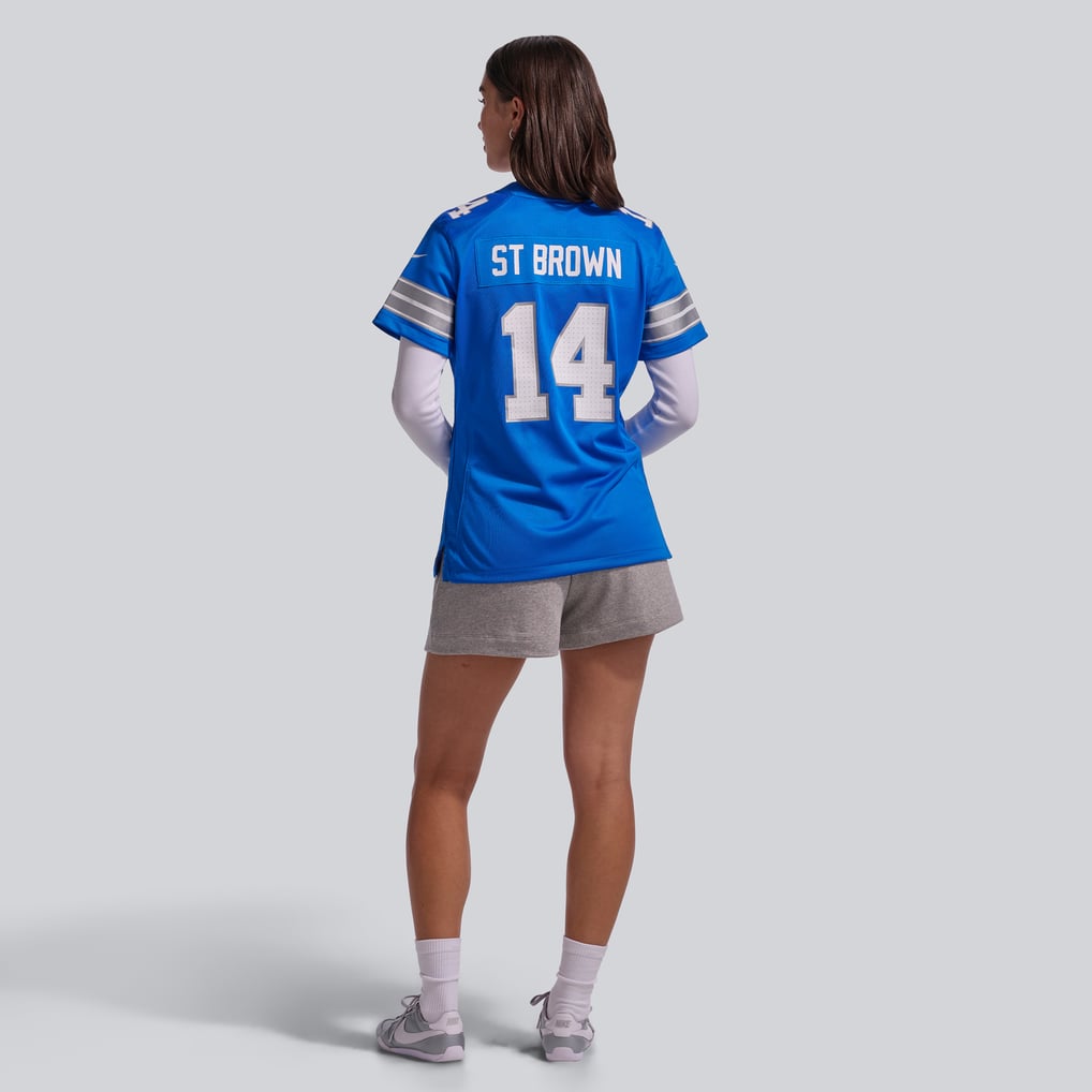 Women's Detroit Lions Amon-Ra St. Brown Nike Blue Team Game Jersey - Image 6