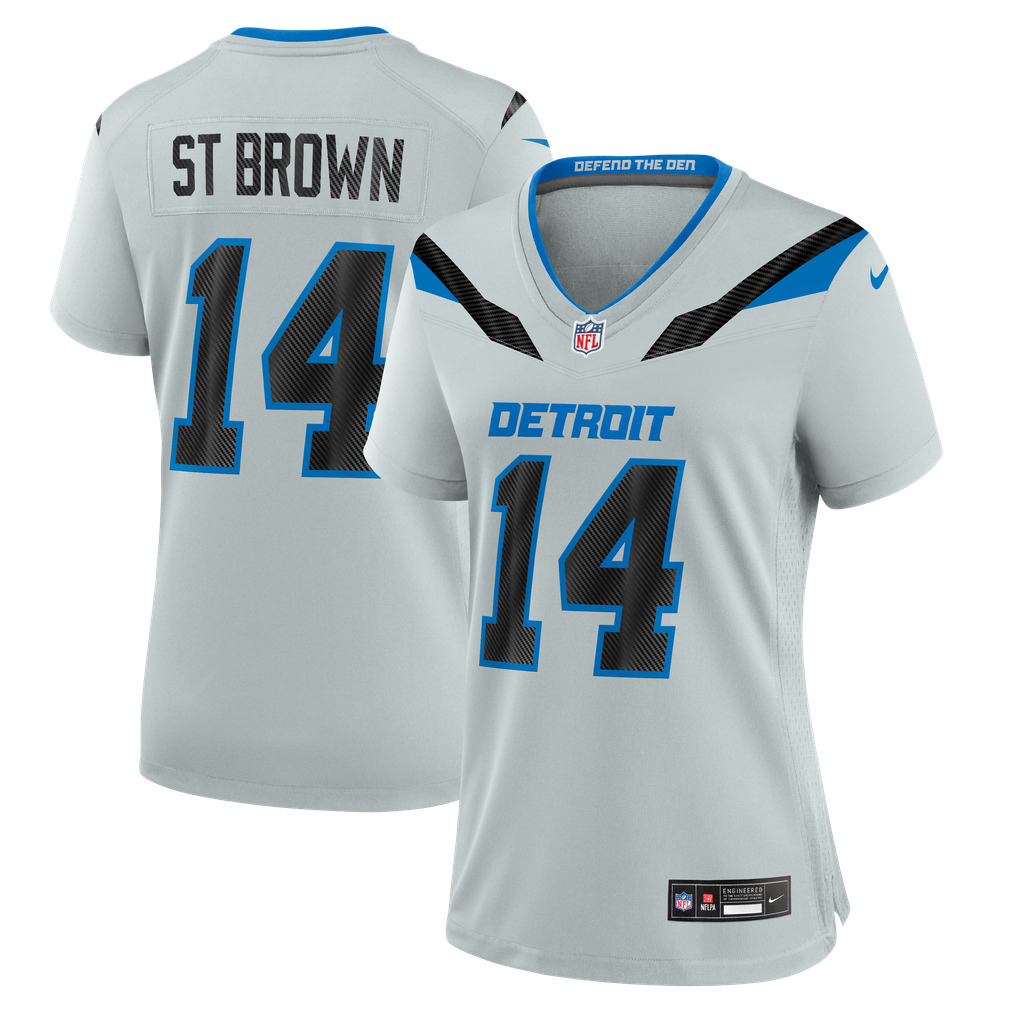 Women's Detroit Lions Amon-Ra St. Brown Nike Silver 2026 Rivalries Collection Game Jersey - Image 2