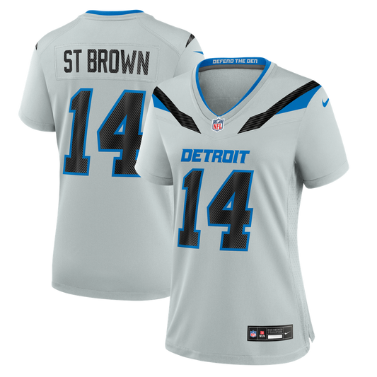 Women's Detroit Lions Amon-Ra St. Brown Nike Silver 2026 Rivalries Collection Game Jersey - Image 1