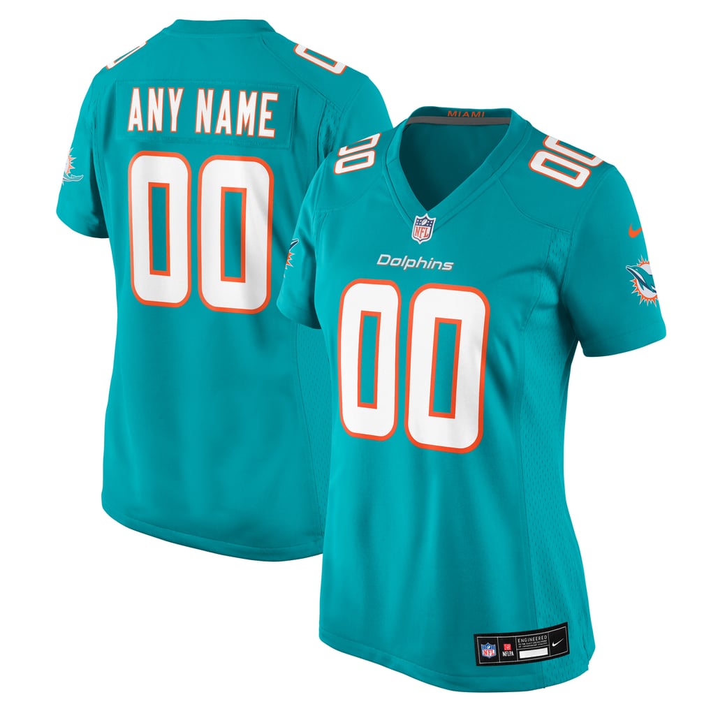 Women's Nike Aqua Miami Dolphins Custom Game Jersey - Image 2
