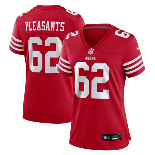 Women's San Francisco 49ers Austen Pleasants Nike  Scarlet Team Game Jersey - Image 1