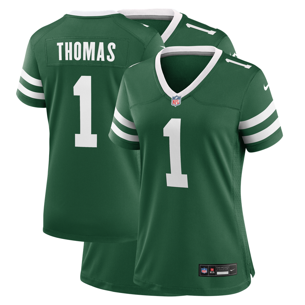 Women's New York Jets Azareye'h Thomas Nike Legacy Green Team Game Jersey - Image 1