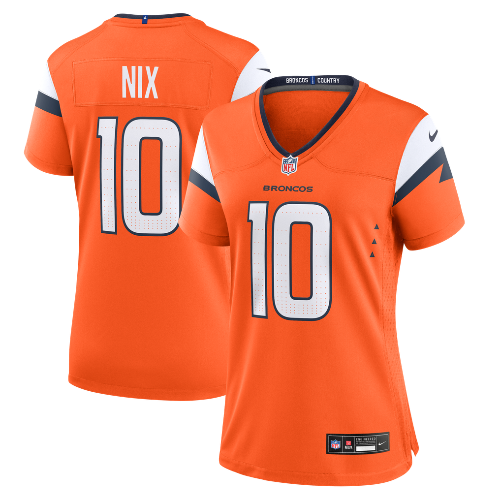 Women's Denver Broncos Bo Nix Nike  Orange Game Jersey - Image 2