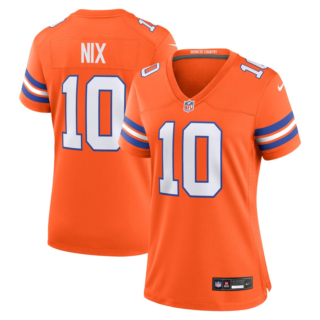 Women's Denver Broncos Bo Nix Nike Orange Mile High Collection 1977 Throwback Player Game Jersey - Image 1