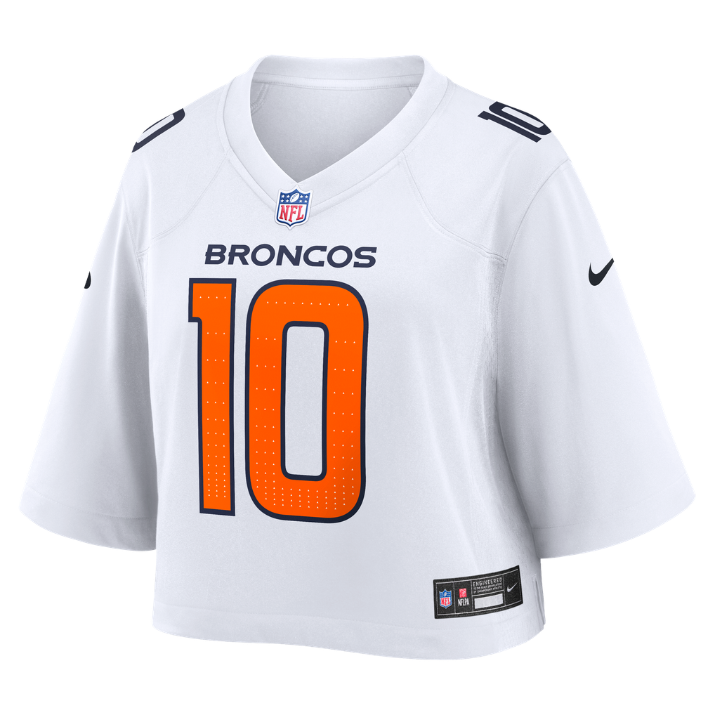 Women's Denver Broncos Bo Nix Nike White Cropped Fashion Game Jersey - Image 3