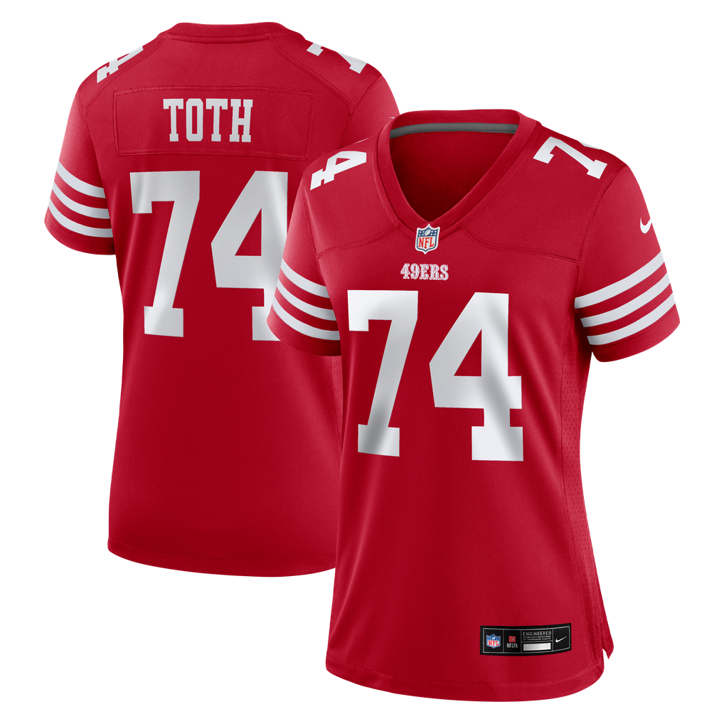 Women's San Francisco 49ers Brett Toth Nike  Scarlet Team Game Jersey - Image 2