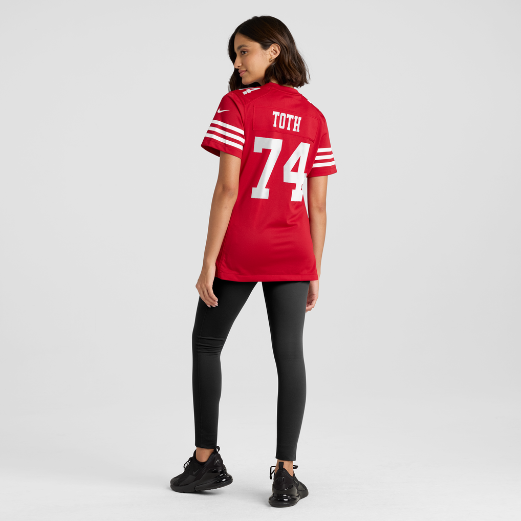 Women's San Francisco 49ers Brett Toth Nike  Scarlet Team Game Jersey - Image 6