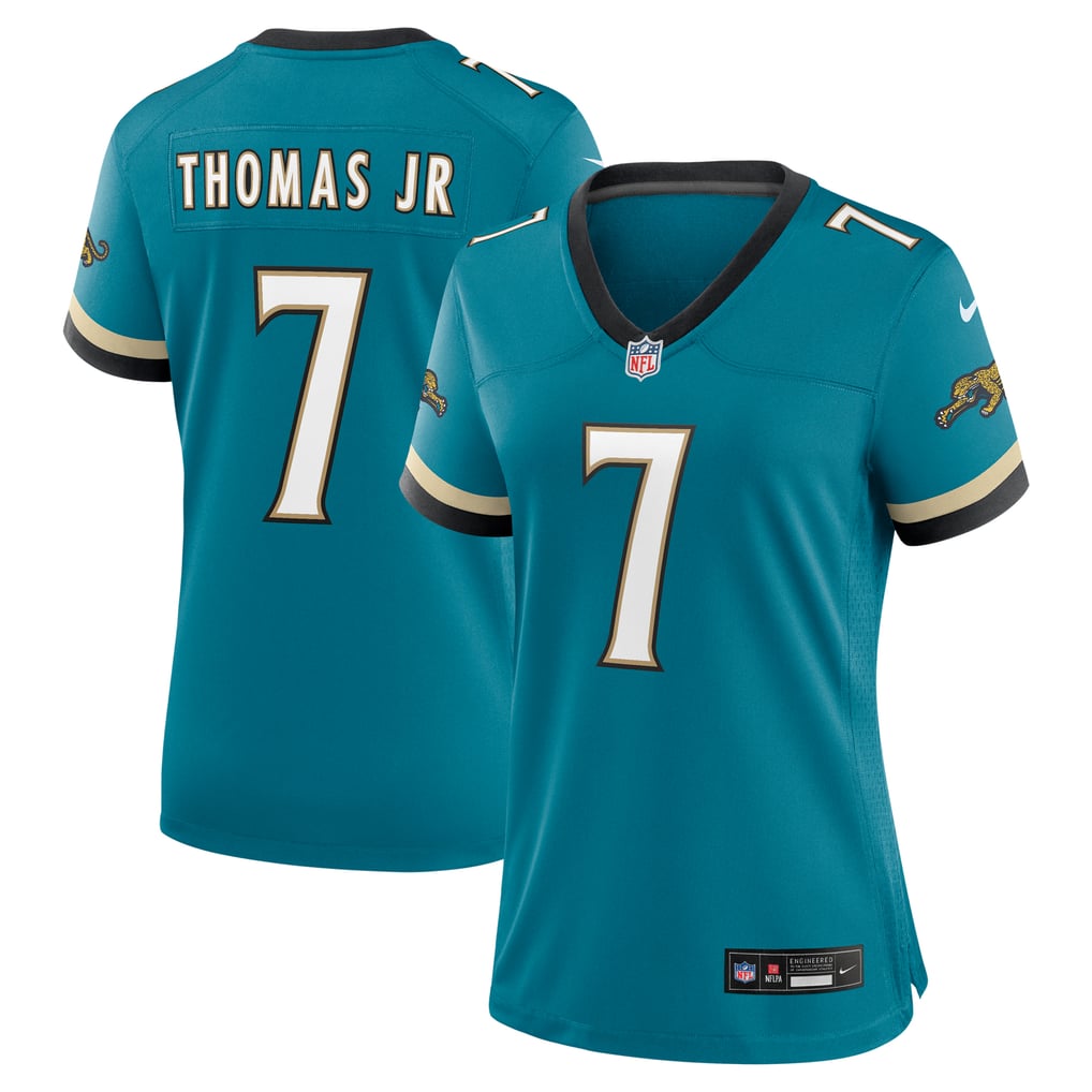 Women's Jacksonville Jaguars Brian Thomas Jr. Nike Teal Prowler Throwback Game Jersey - Image 1