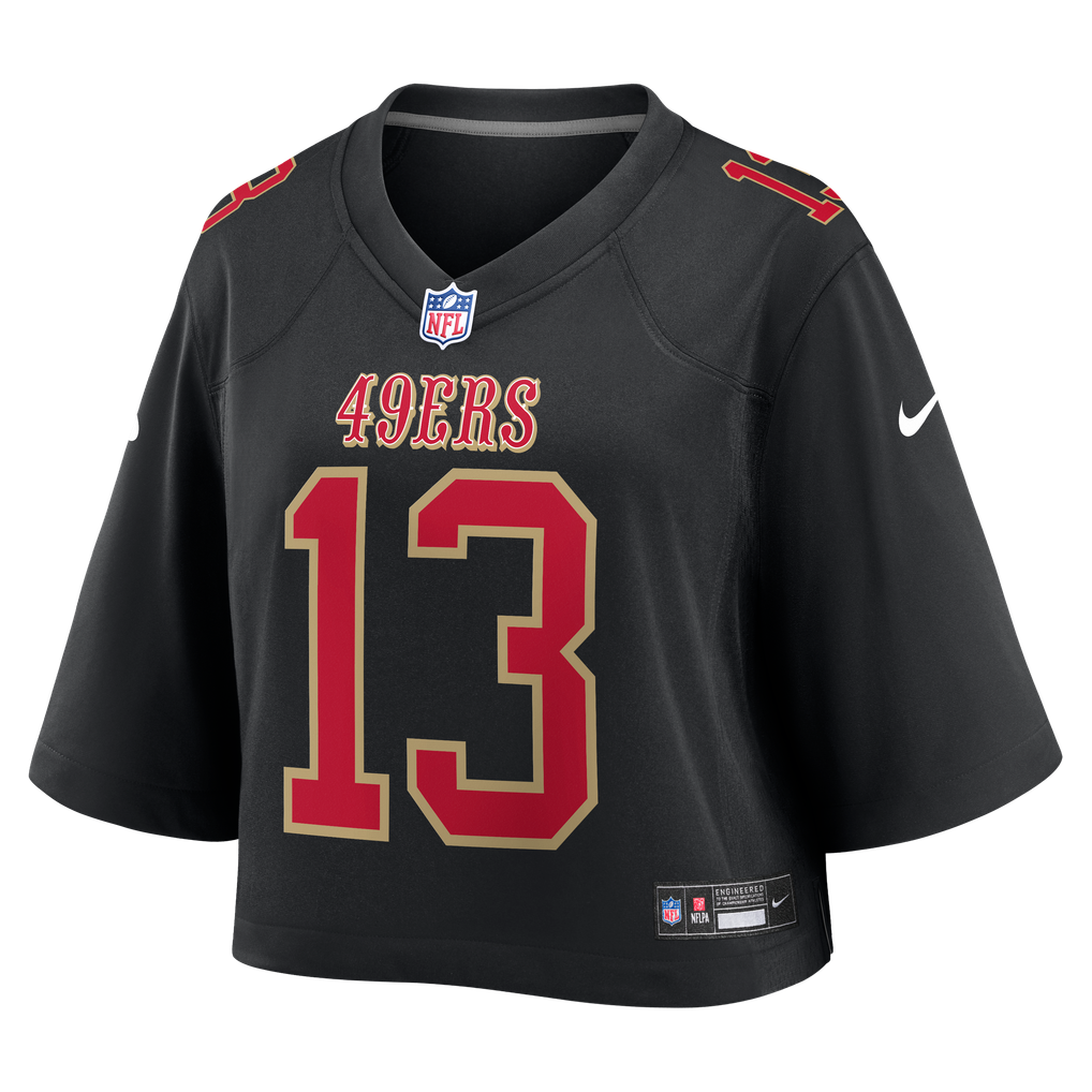 Women's San Francisco 49ers Brock Purdy Nike Black Cropped Fashion Game Jersey - Image 3