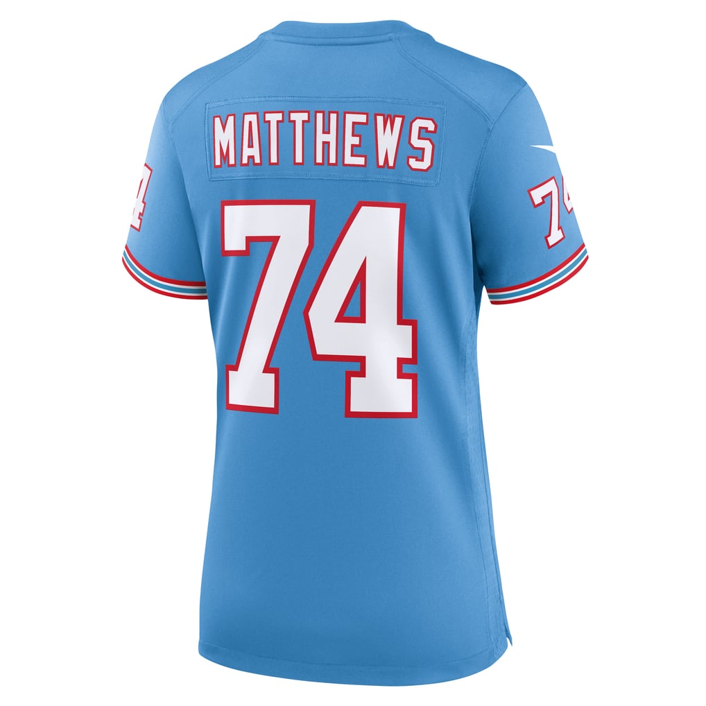 Women's Tennessee Titans Bruce Matthews Nike Light Blue Oilers Throwback Retired Player Game Jersey - Image 4