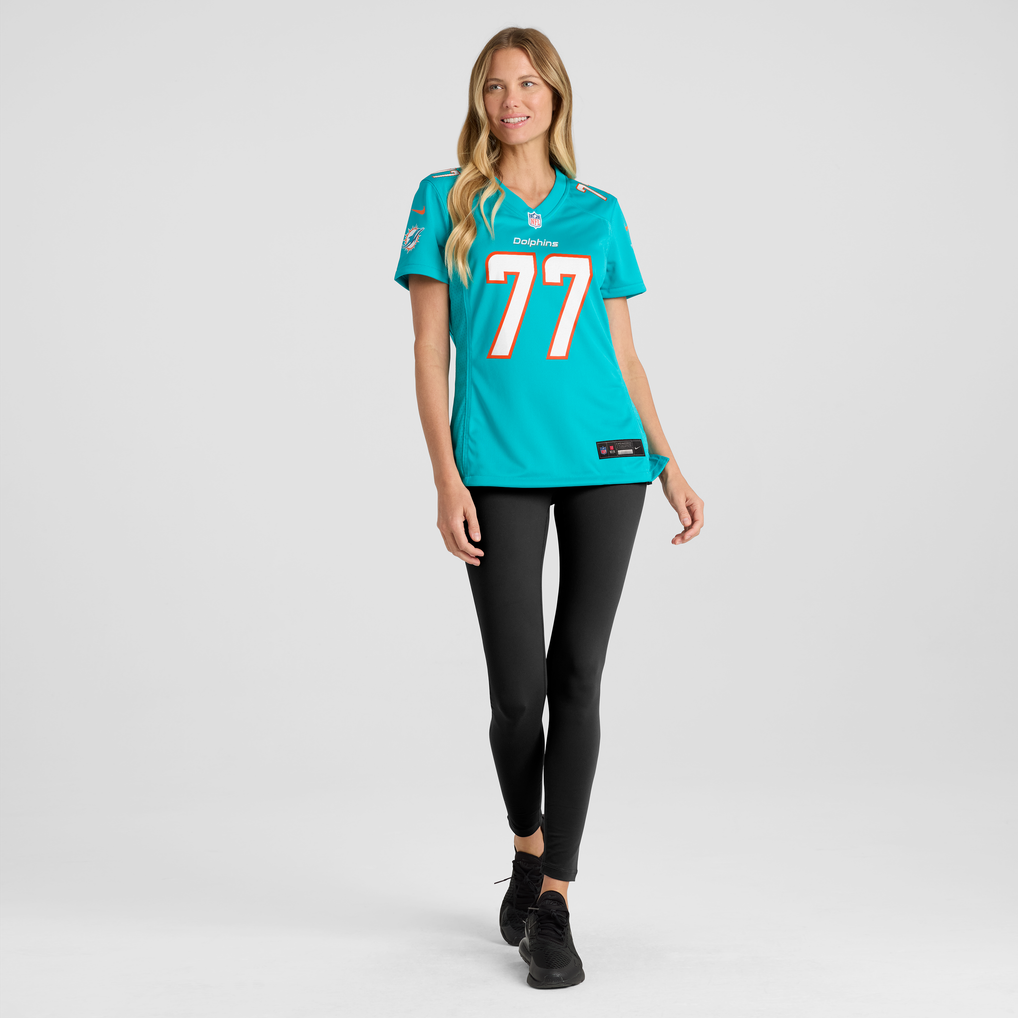 Women's Miami Dolphins Caedan Wallace Nike Aqua Team Game Jersey - Image 3