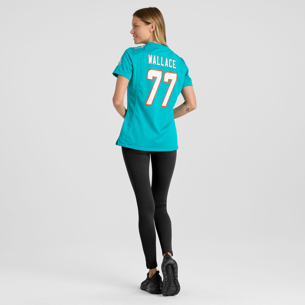Women's Miami Dolphins Caedan Wallace Nike Aqua Team Game Jersey - Image 4