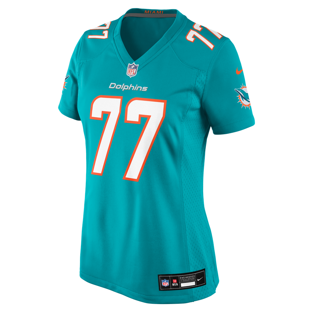 Women's Miami Dolphins Caedan Wallace Nike Aqua Team Game Jersey - Image 7