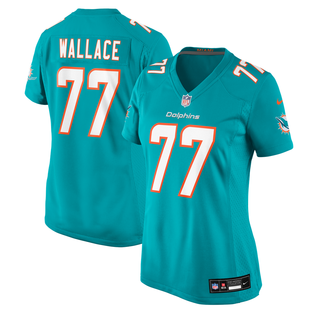 Women's Miami Dolphins Caedan Wallace Nike Aqua Team Game Jersey - Image 1