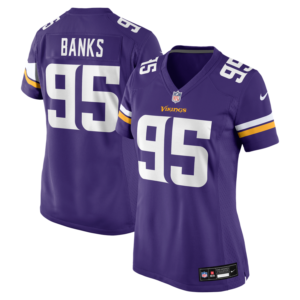 Women's Minnesota Vikings Caleb Banks Nike  Purple Team Game Jersey - Image 1