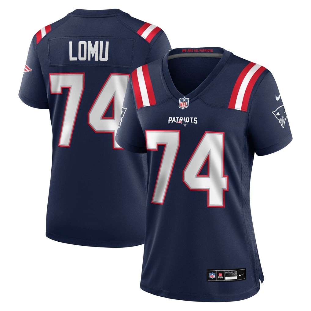 Women's New England Patriots Caleb Lomu Nike  Navy Team Game Jersey - Image 2