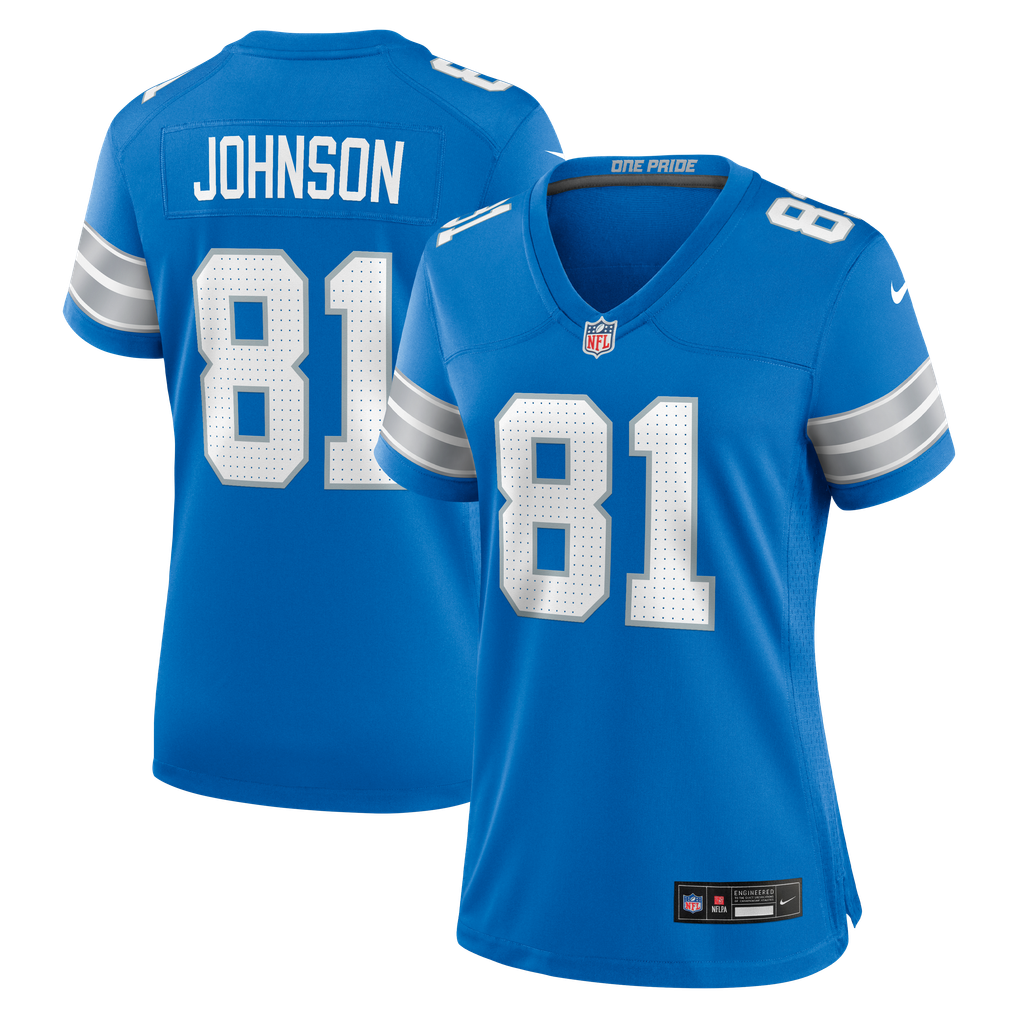 Women's Detroit Lions Calvin Johnson Nike  Blue Team Retired Game Jersey - Image 2