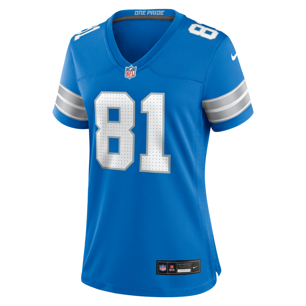 Women's Detroit Lions Calvin Johnson Nike  Blue Team Retired Game Jersey - Image 3