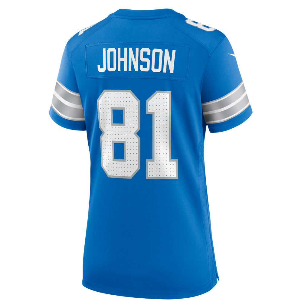 Women's Detroit Lions Calvin Johnson Nike  Blue Team Retired Game Jersey - Image 4