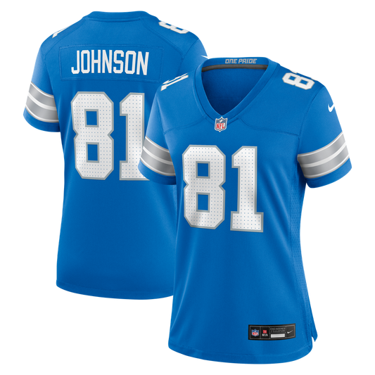 Women's Detroit Lions Calvin Johnson Nike  Blue Team Retired Game Jersey - Image 1
