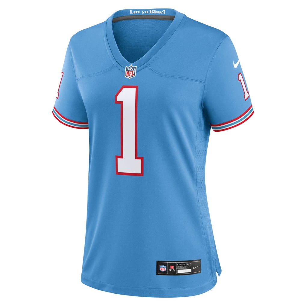 Women's Tennessee Titans Cameron Ward Nike Light Blue Alternate Oilers Throwback Game Jersey - Image 3