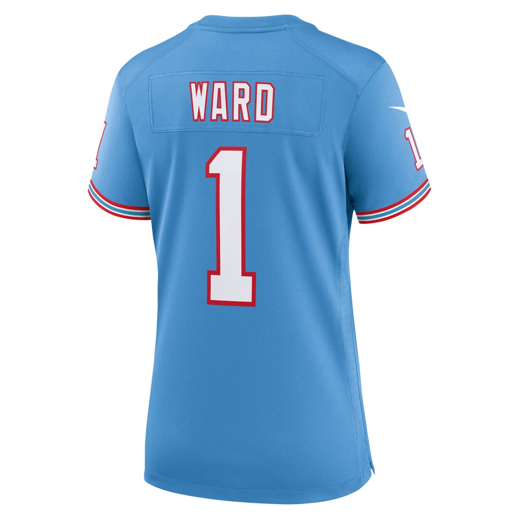 Women's Tennessee Titans Cameron Ward Nike Light Blue Alternate Oilers Throwback Game Jersey - Image 4