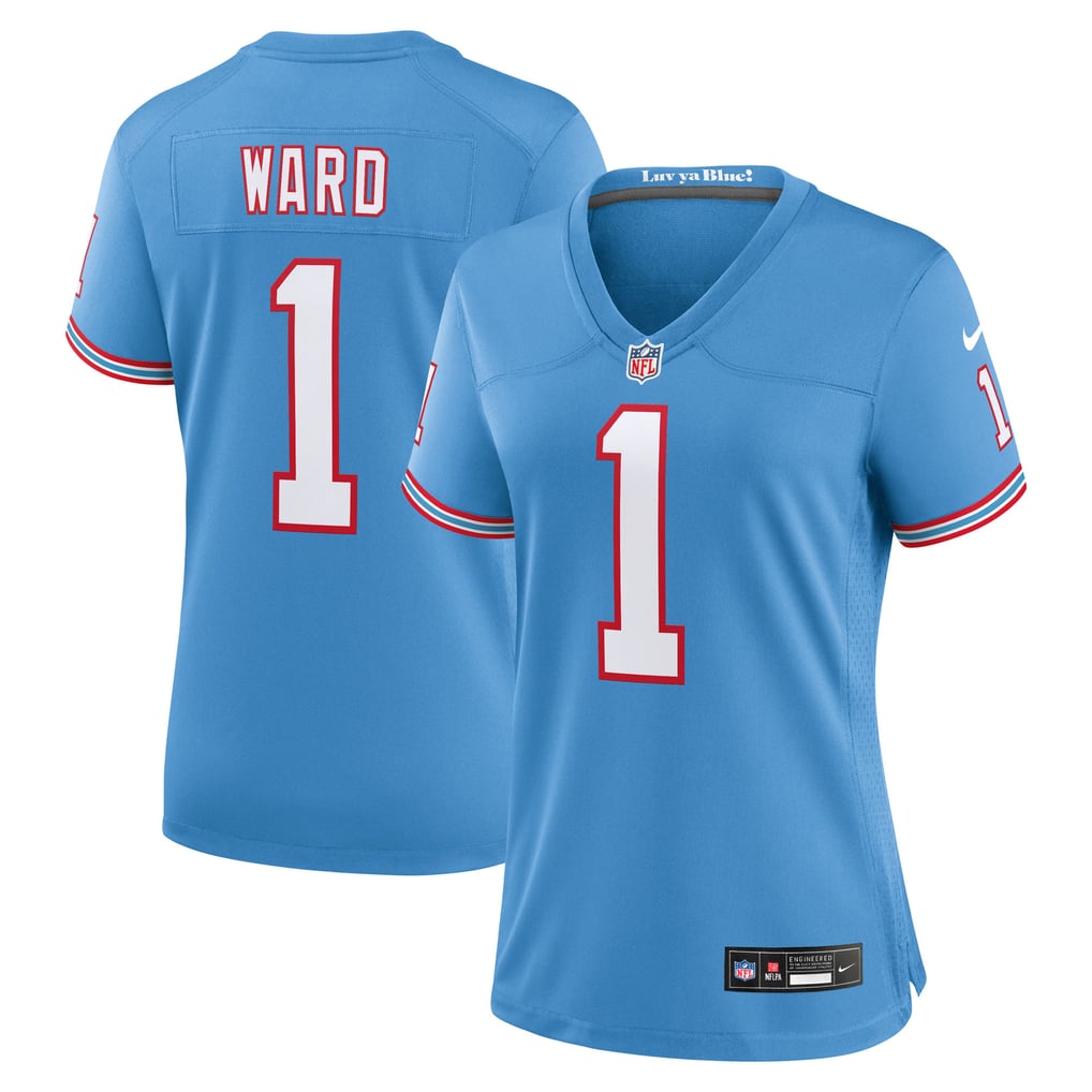 Women's Tennessee Titans Cameron Ward Nike Light Blue Alternate Oilers Throwback Game Jersey - Image 1