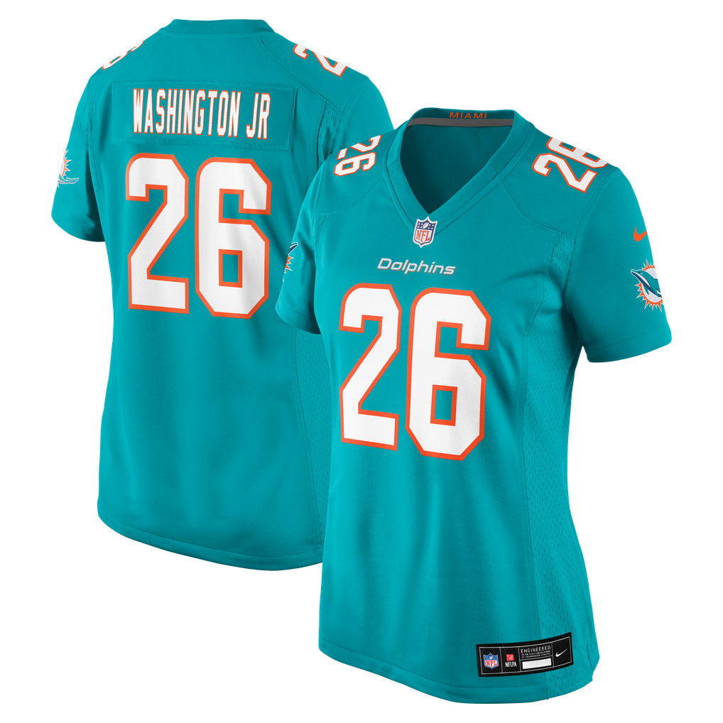 Women's Miami Dolphins Carlos Washington Jr. Nike Aqua Team Game Jersey - Image 1