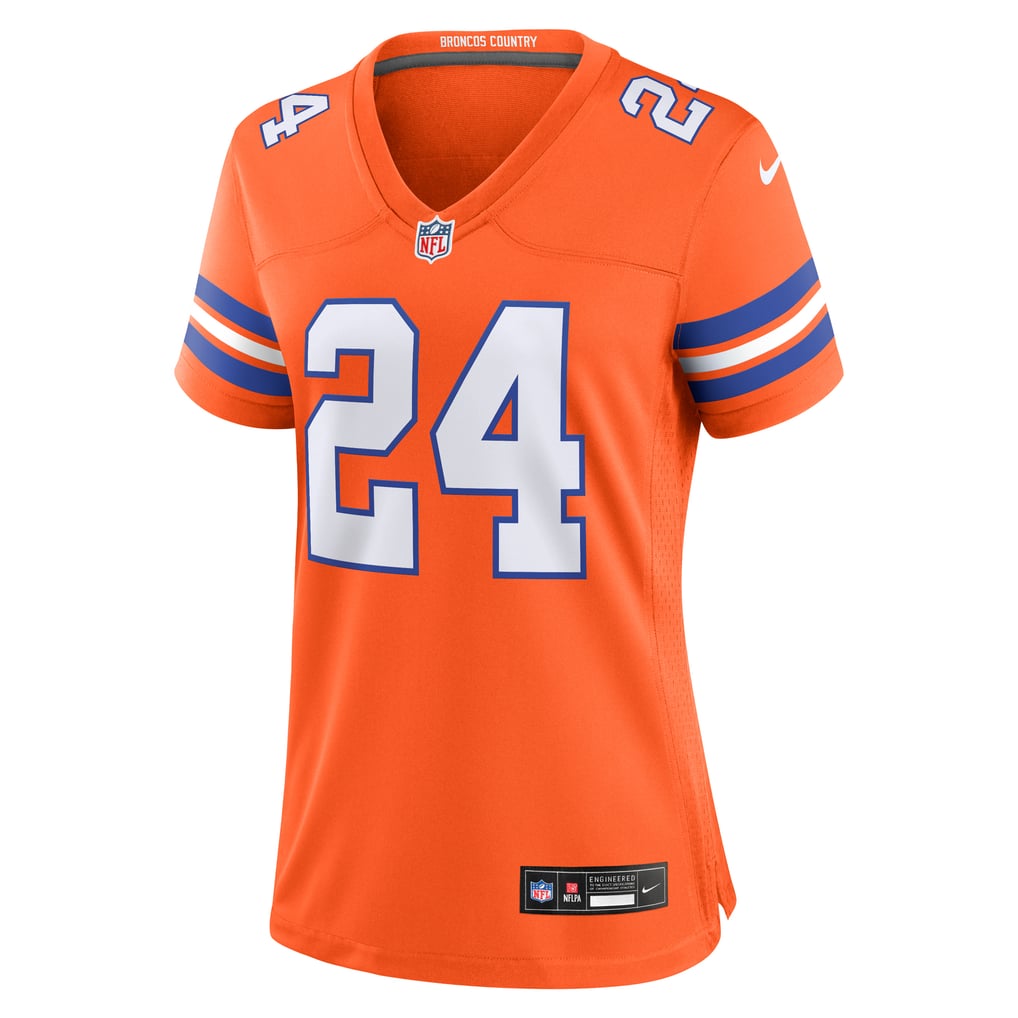 Women's Denver Broncos Champ Bailey Nike Orange Mile High Collection 1977 Throwback Retired Player Game Jersey - Image 3